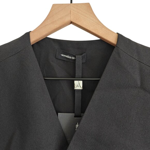 NWT Maniere De Voir Laurence Tailored Wrap Vest in Black 10 - Picture 8 of 12